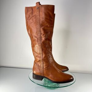 Sam Edelman Prina Knee High Leather Boot Brown studded almond toe